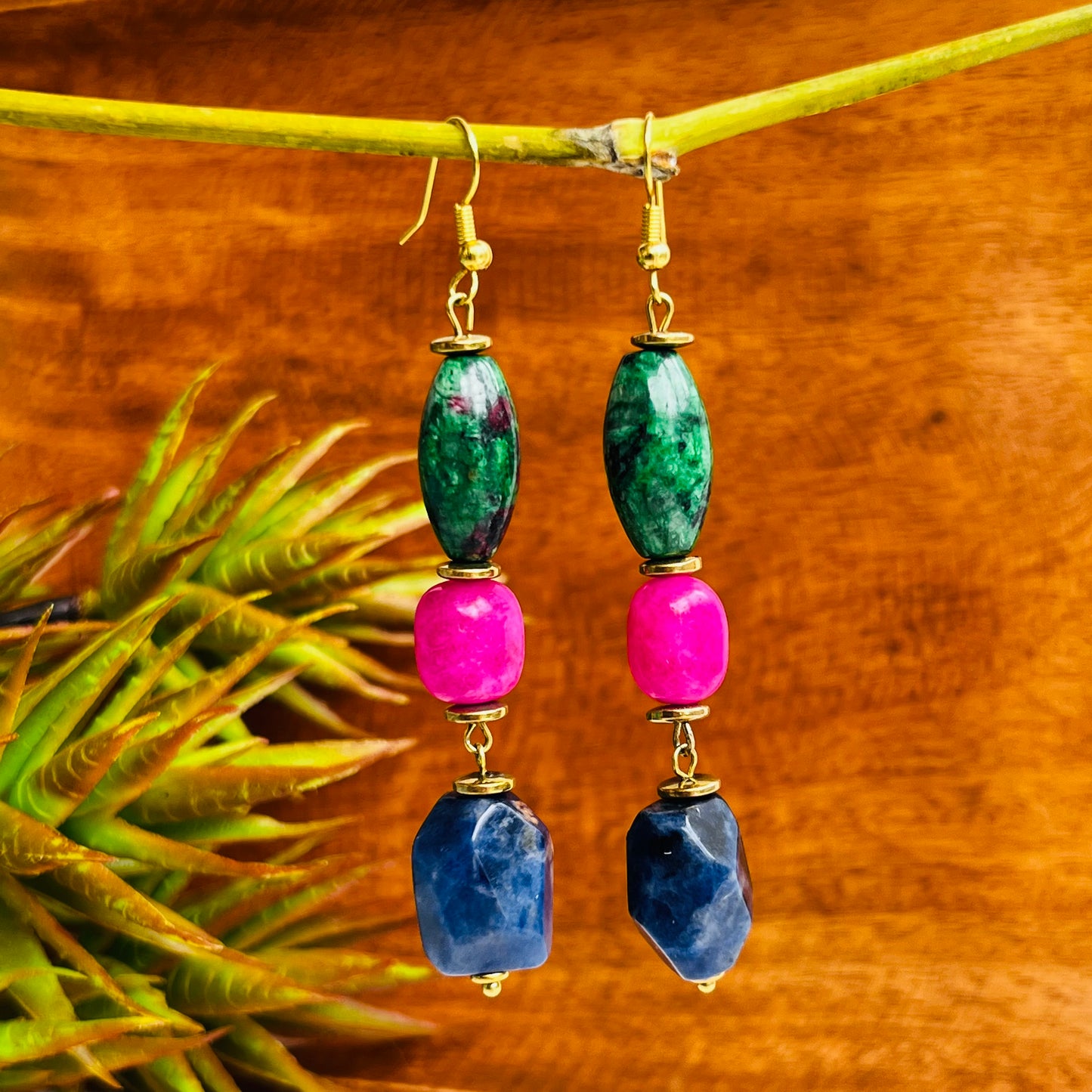 Vibrant Drops - Mix of Gemstones Earrings
