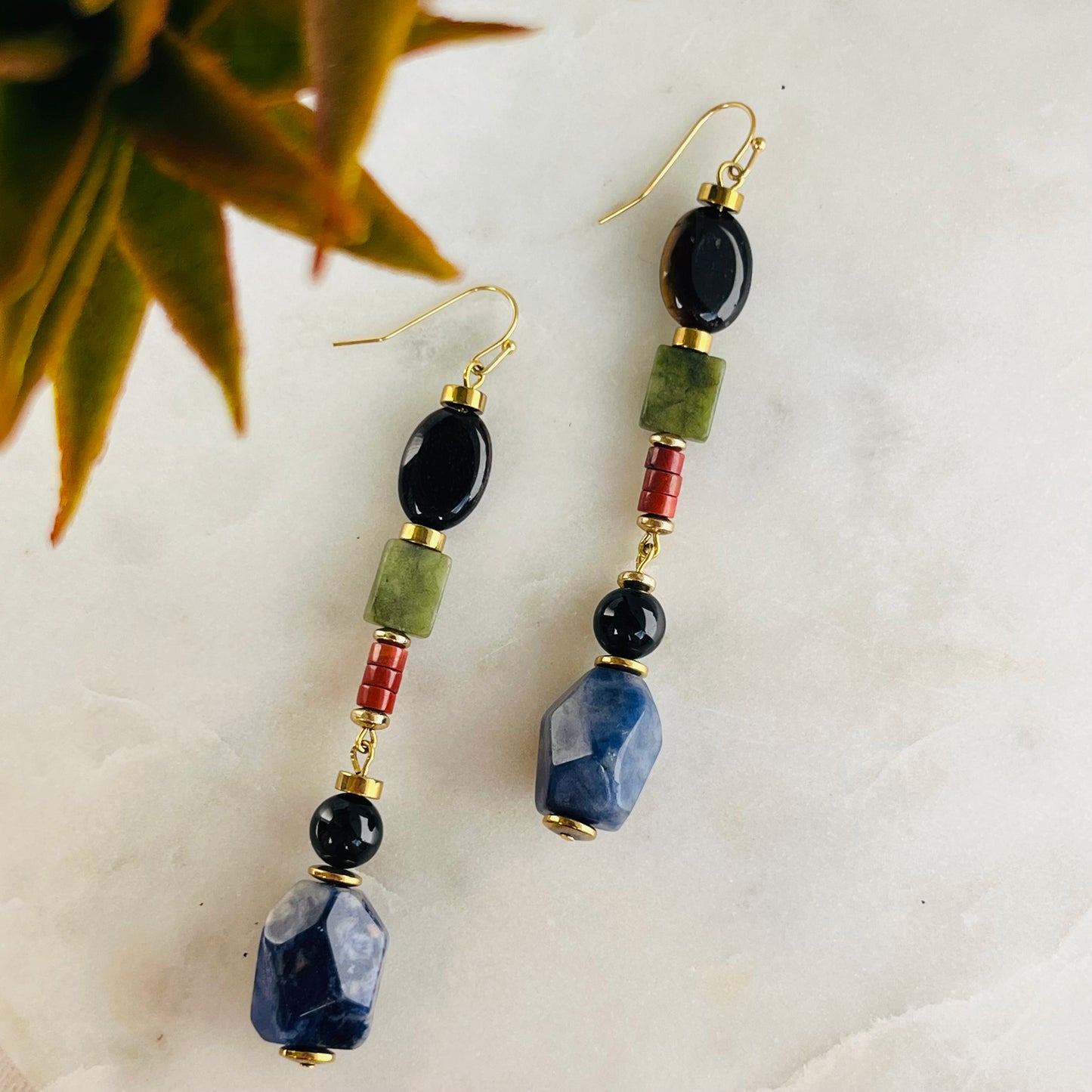 Earthy Drops - Mix of Gemstones Earrings