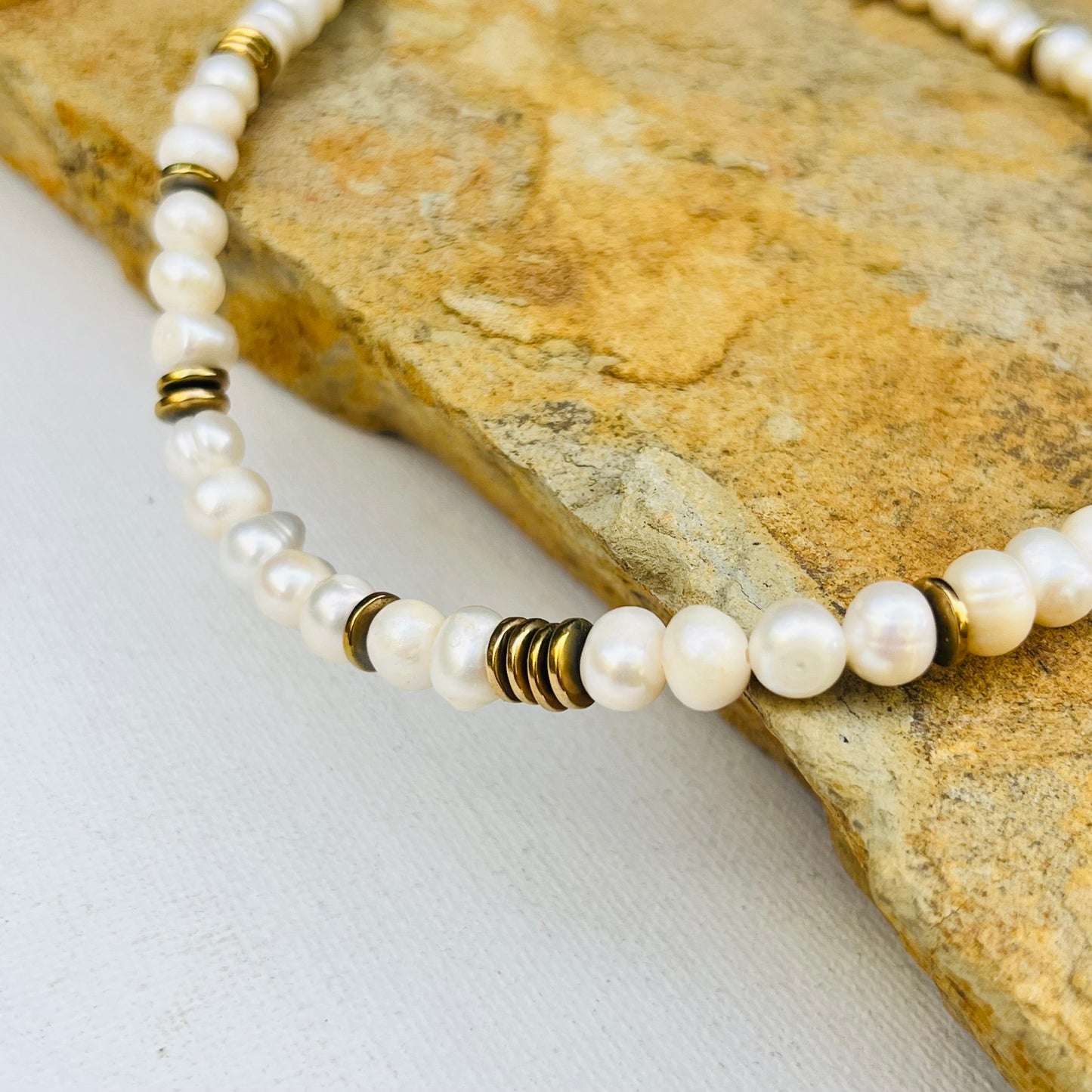 Necklace Pearl and Hematite