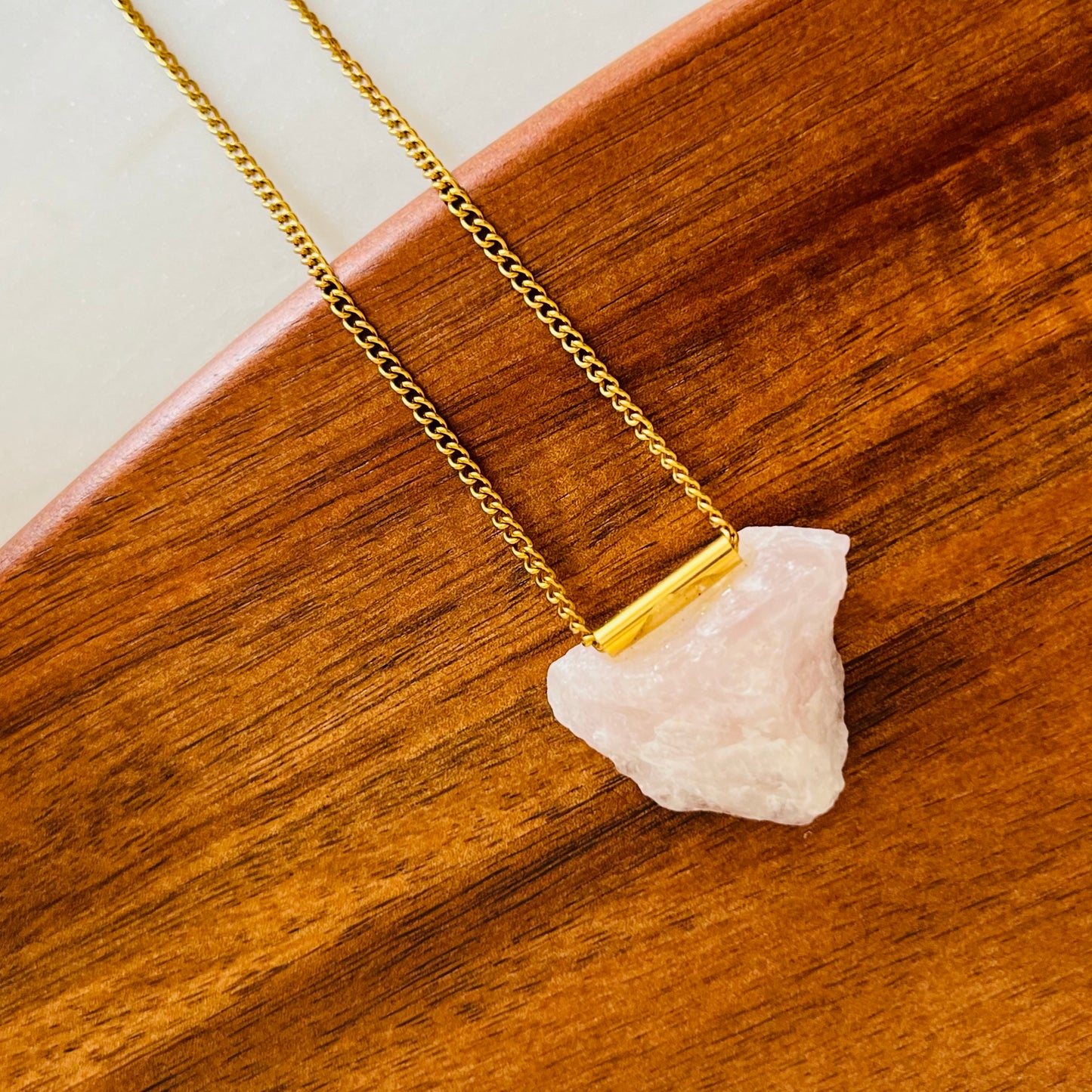 Raw Rose Quartz Necklace