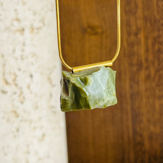 Raw Peridot Necklace