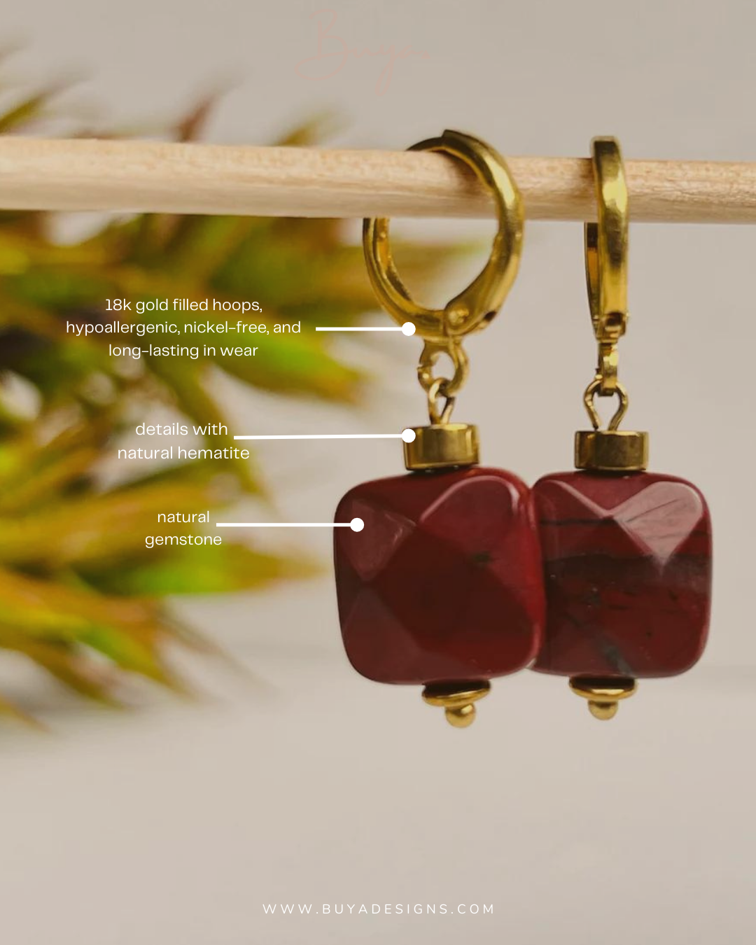 Earrings Red Jasper