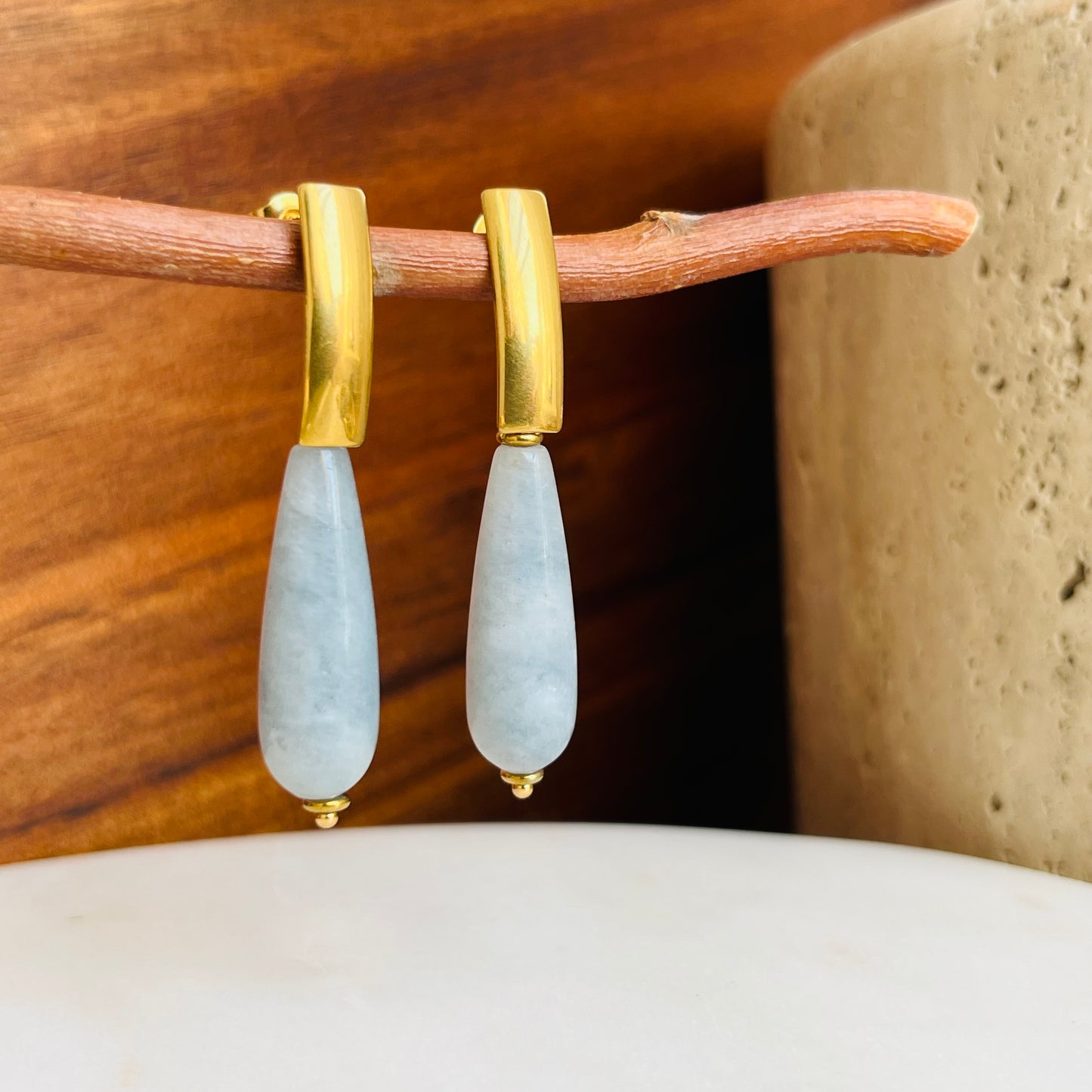 Jade Drop Stud Earrings