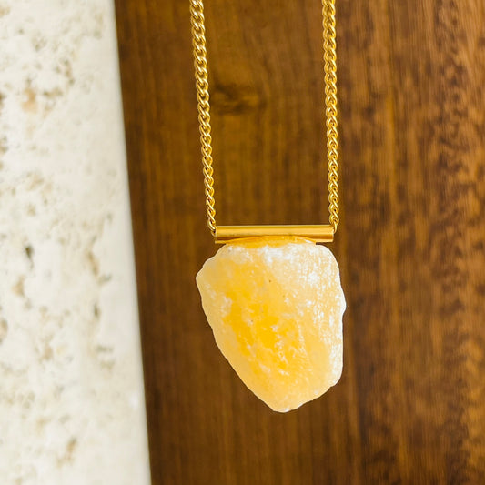 Raw Yellow Calcite Necklace