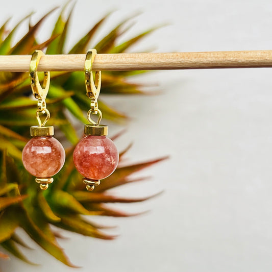 Earring Strawberry Quartz