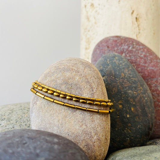 Trio Stack Set Hematite Bracelets