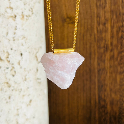 Raw Rose Quartz Necklace
