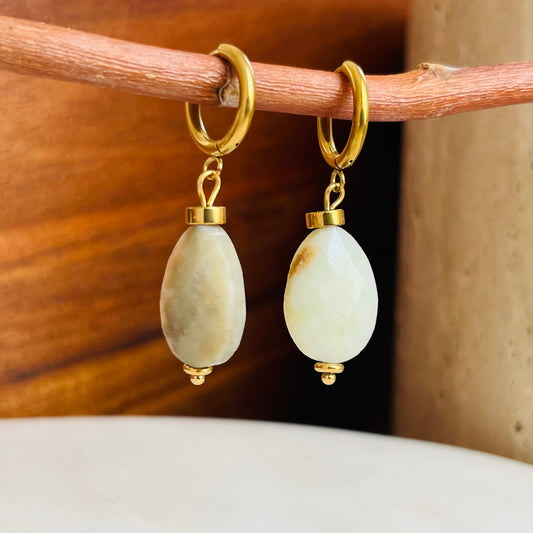 Amazonite Drop Earrings Hoops