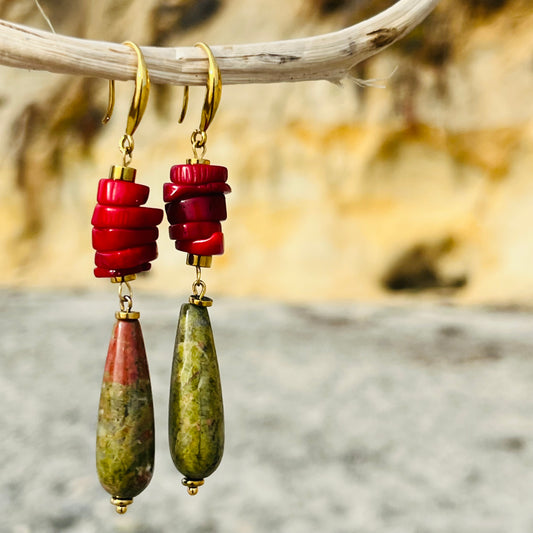 Flame Drops - Mix of Gemstones Earrings