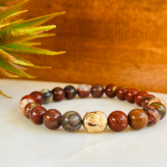 Men's Gemstone Bracelet - Red Jasper